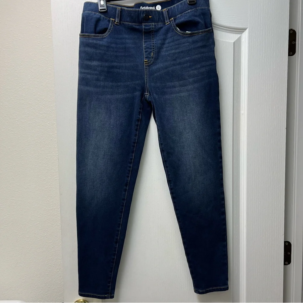 Betabrand Dark Wash Tapered Pull On Jeans Sz Large